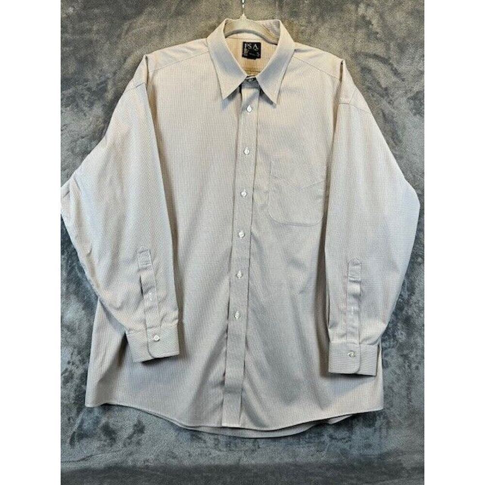 Jos A Bank Dress Shirt Mens 17 - 33 Red Check Button Up